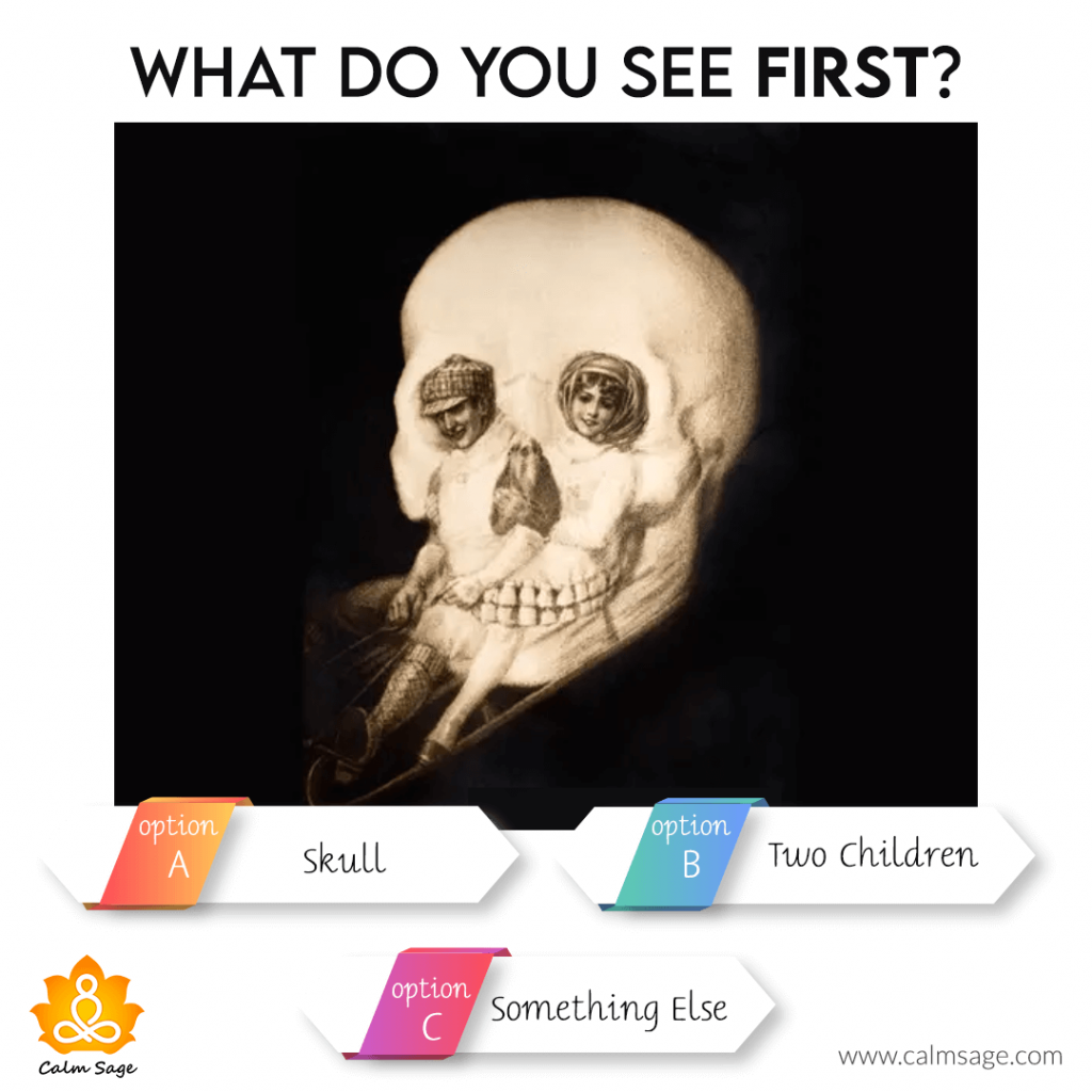 what do you see first a skull, two children or something else