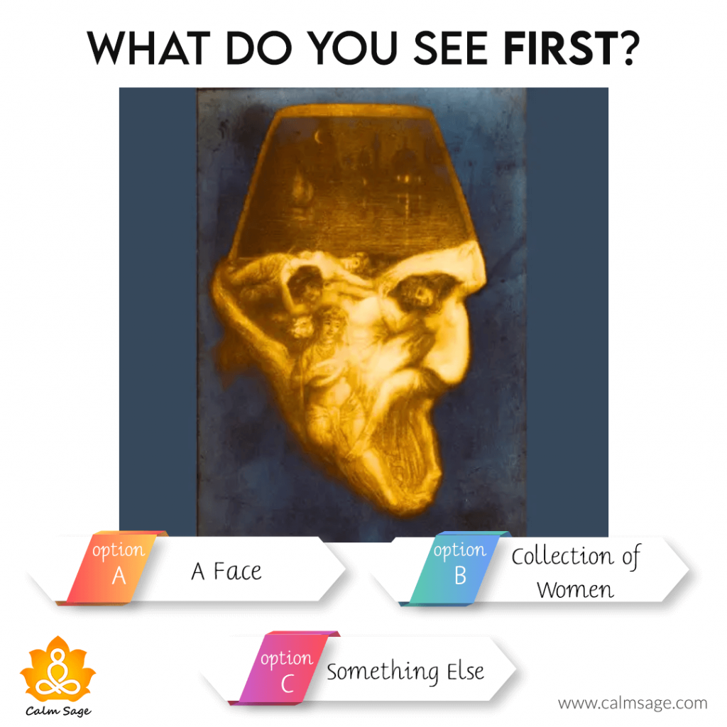 what do you see first a face, women collection or something else