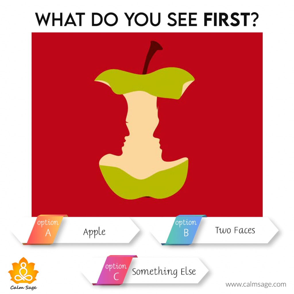 what do yo see first apple, two faces or something else