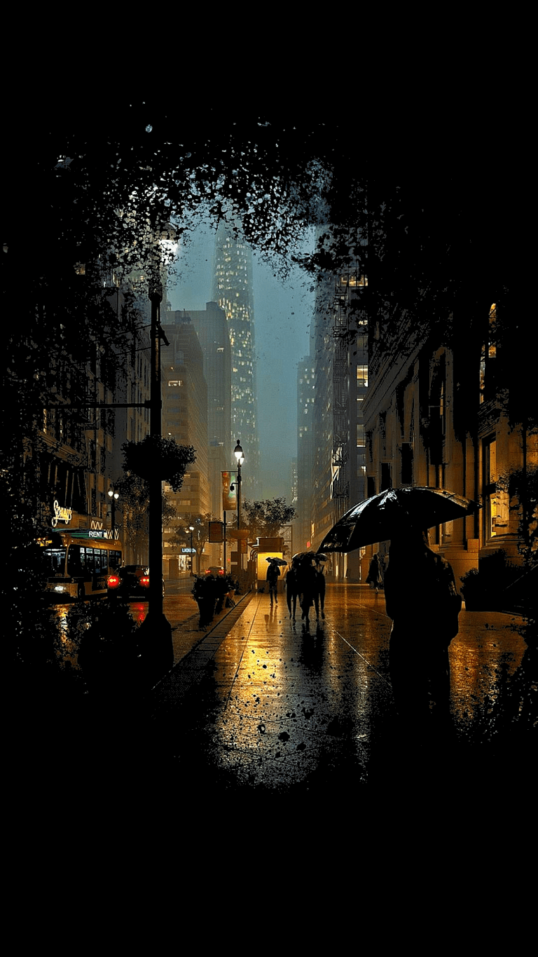 A Rainy Evening on A City Street, relaxing background 