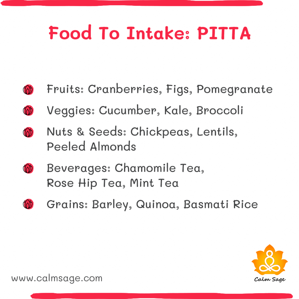 foods to intake pitta