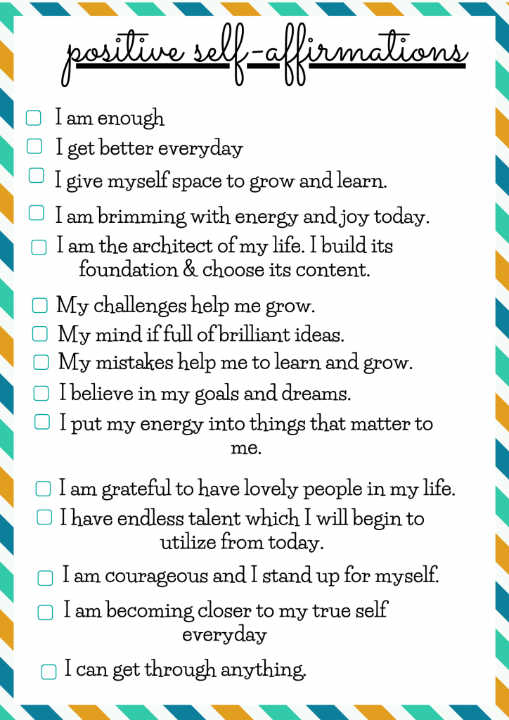 positive self affirmaton for yourself list