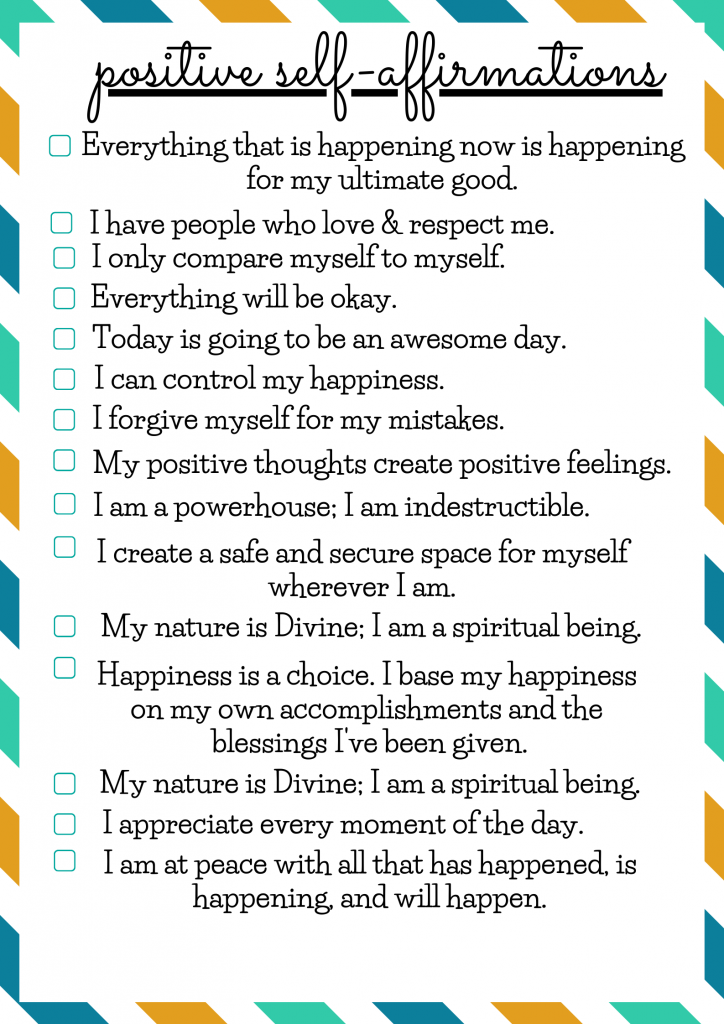 positive self affirmaton list