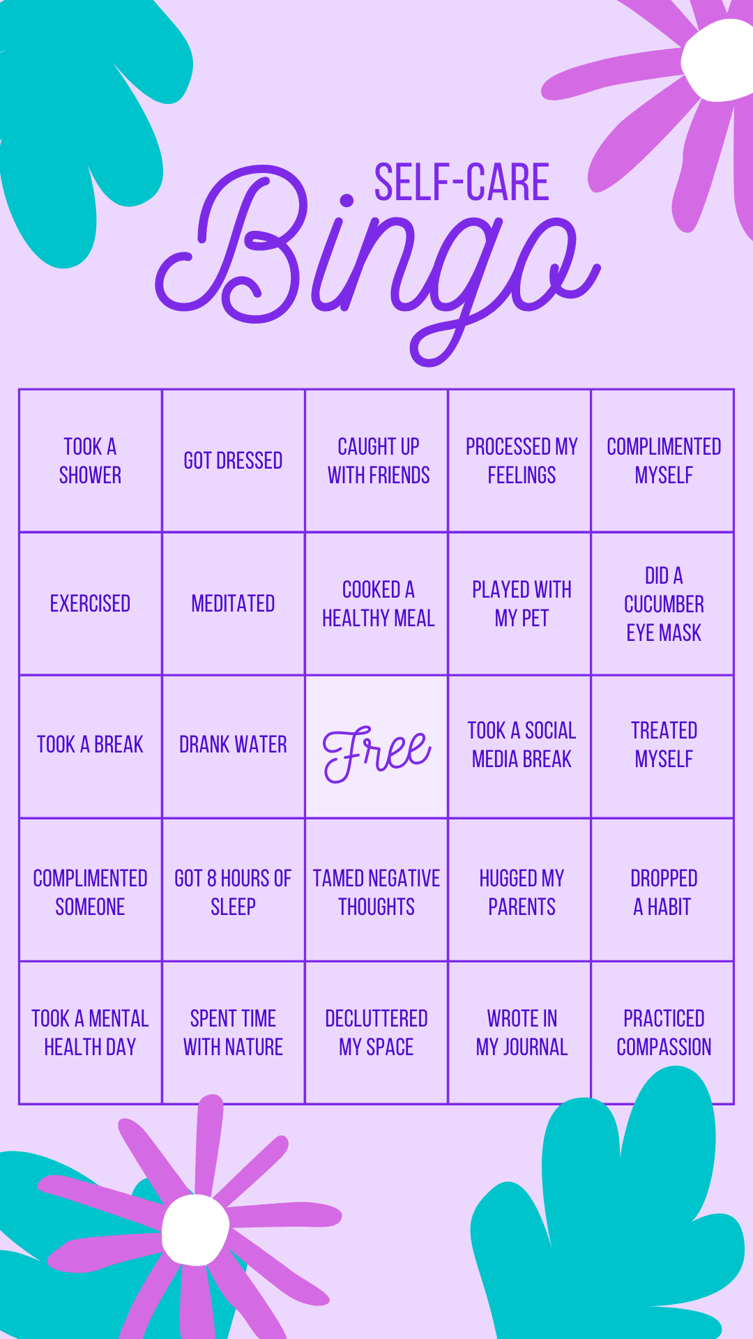 self care bingo by calmsage