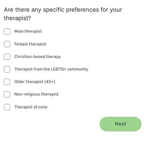 therapist preferences betterhelp