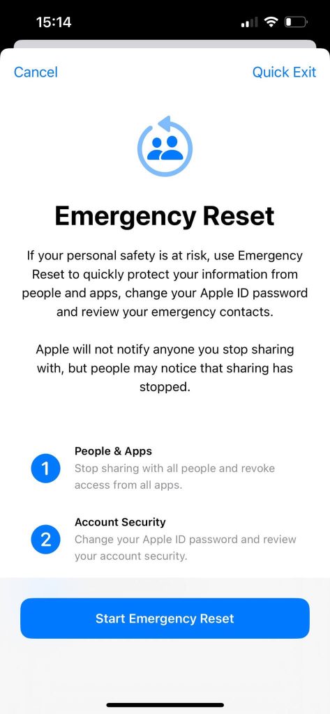 emergency reset