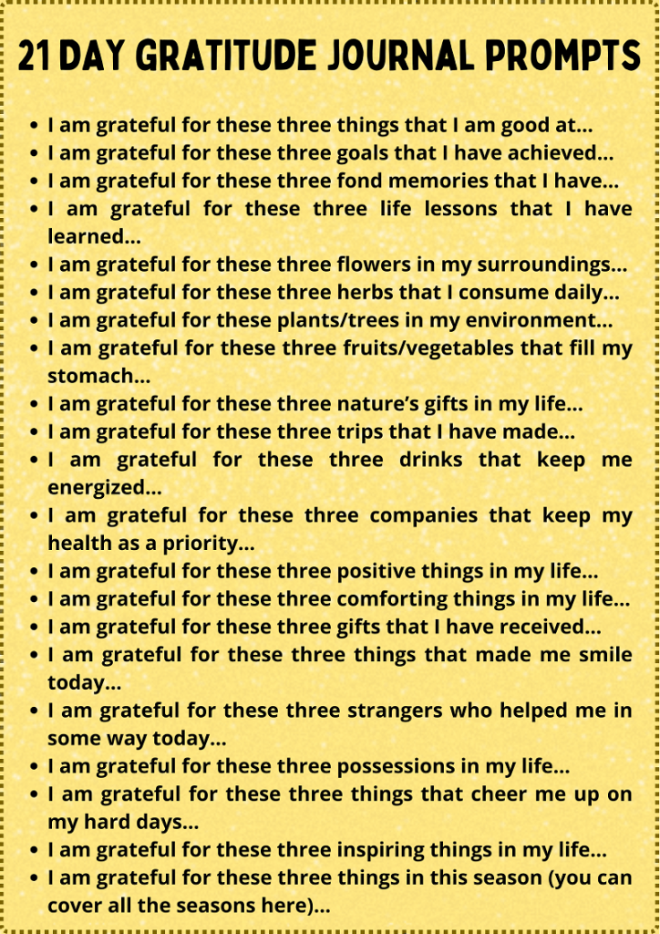 21 DAY gratitude journal prompts