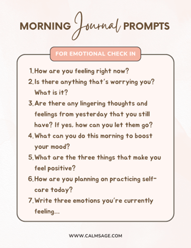 Morning Journal Prompts For Emotional Check-In